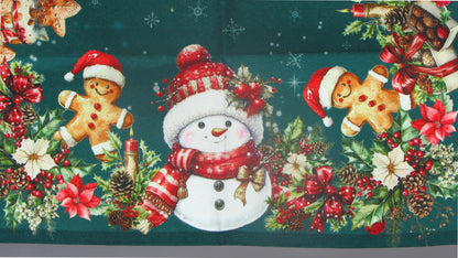 Zielony Bieżnik Świąteczny – Wesoły Bałwan i Pierniki