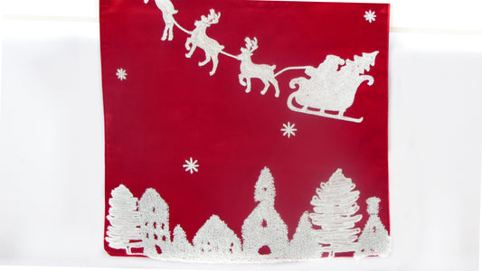 Czerwony Bieżnik Świąteczny – Mikołaj, Renifery i Efekt 3D